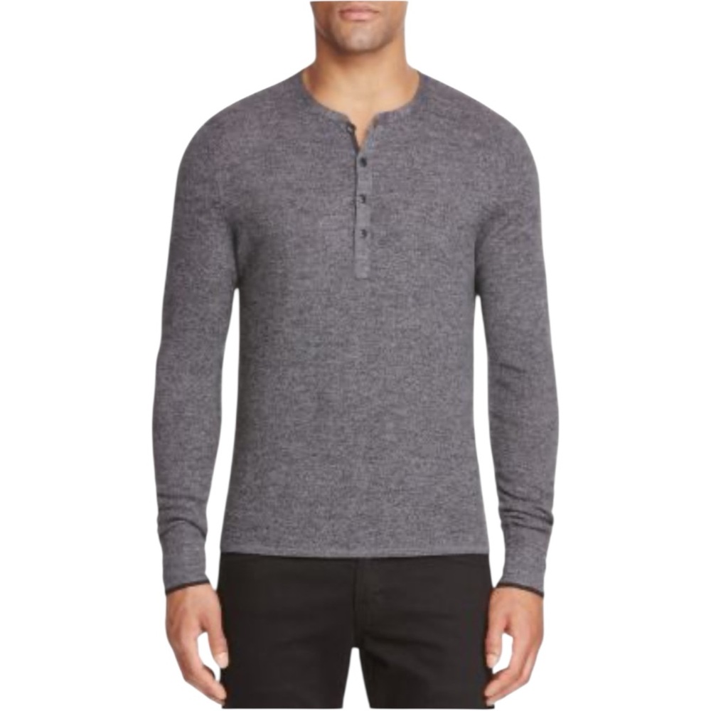 Rag & Bone Merino Wool Henley Sweater Gray Size XL Slim Fit